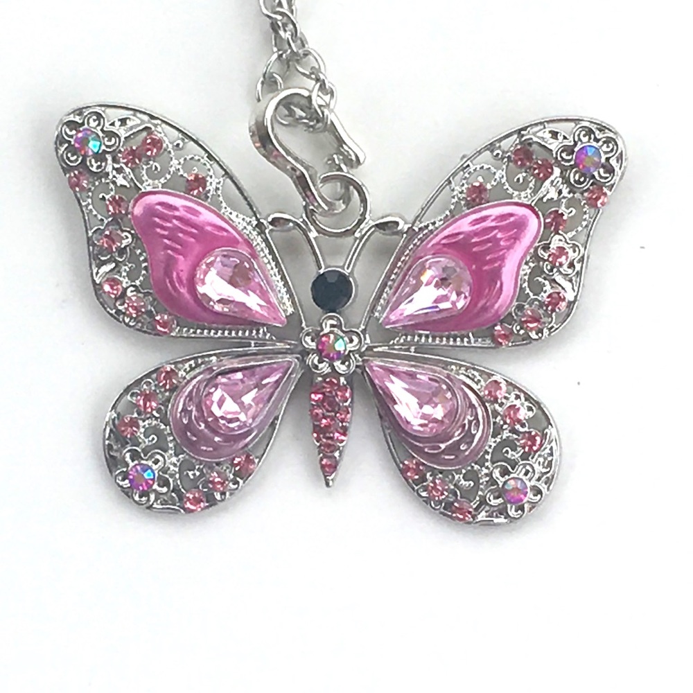 Vivid Pink Butterfly Necklace.